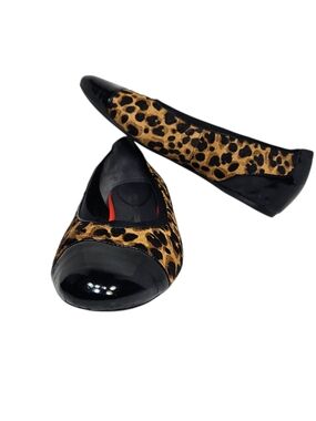 Rockport Leopard-Print Ballet Flats with Black Patent Cap Toe